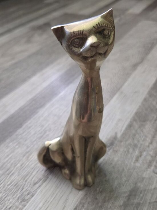 Unbranded Other - Vintage 1960s Solid Brass Cat Figurine Mid Century Modern MCM Decor Statue 4"